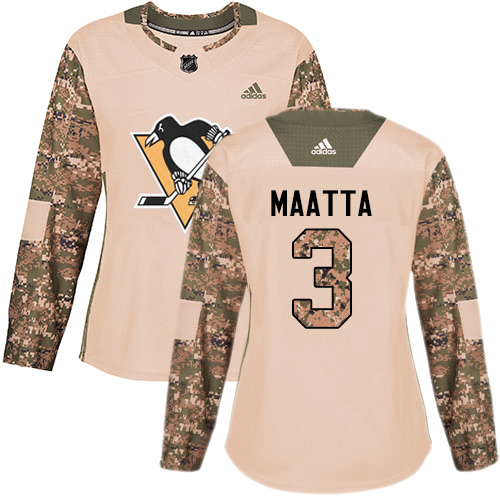 Adidas Penguins #3 Olli Maatta Camo Authentic Veterans Day Women's Stitched NHL Jersey